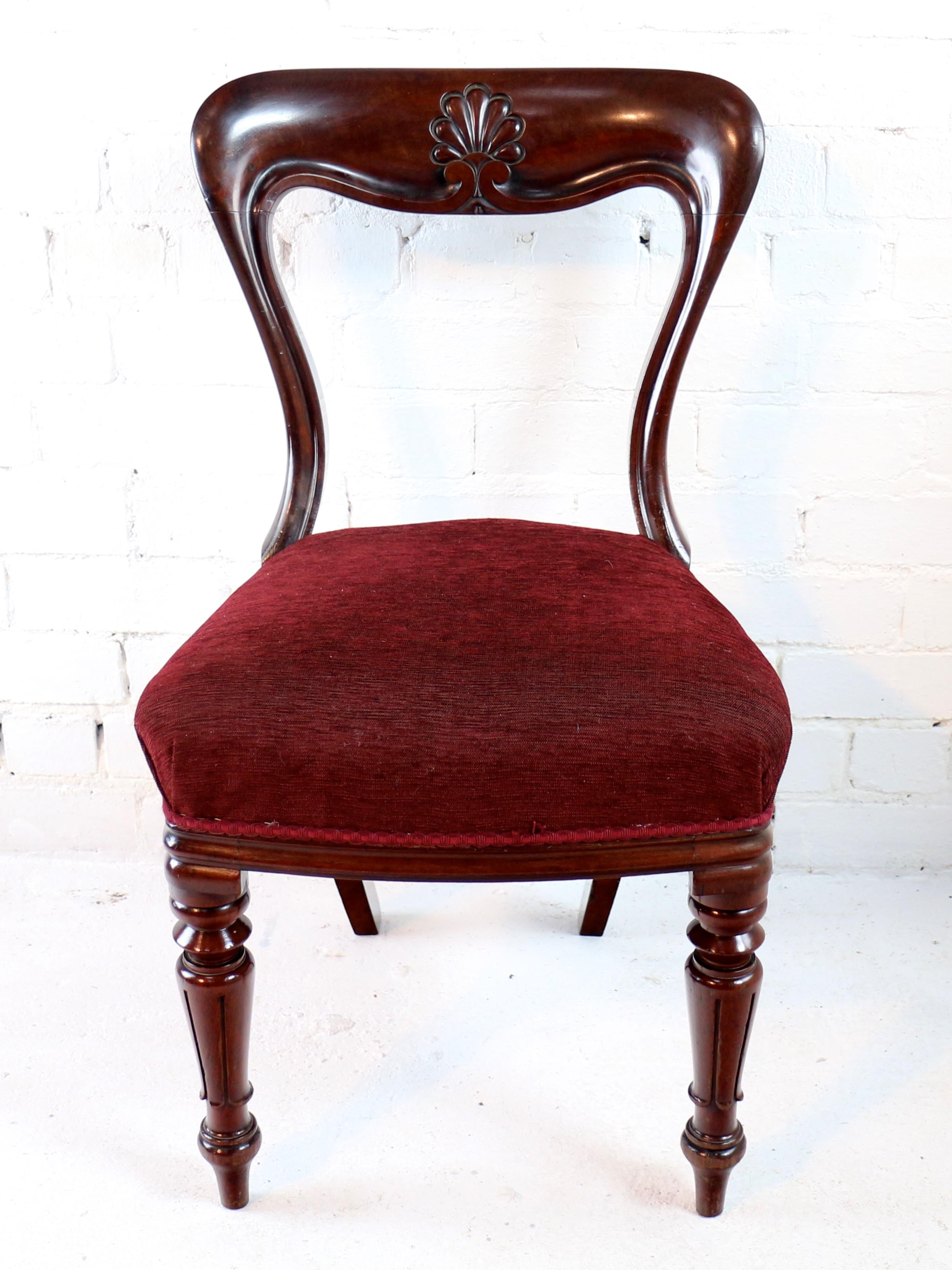 XIXe siècle Ensemble de 10 chaises de salle à manger anglaises anciennes William IV en acajou par J Proctor en vente