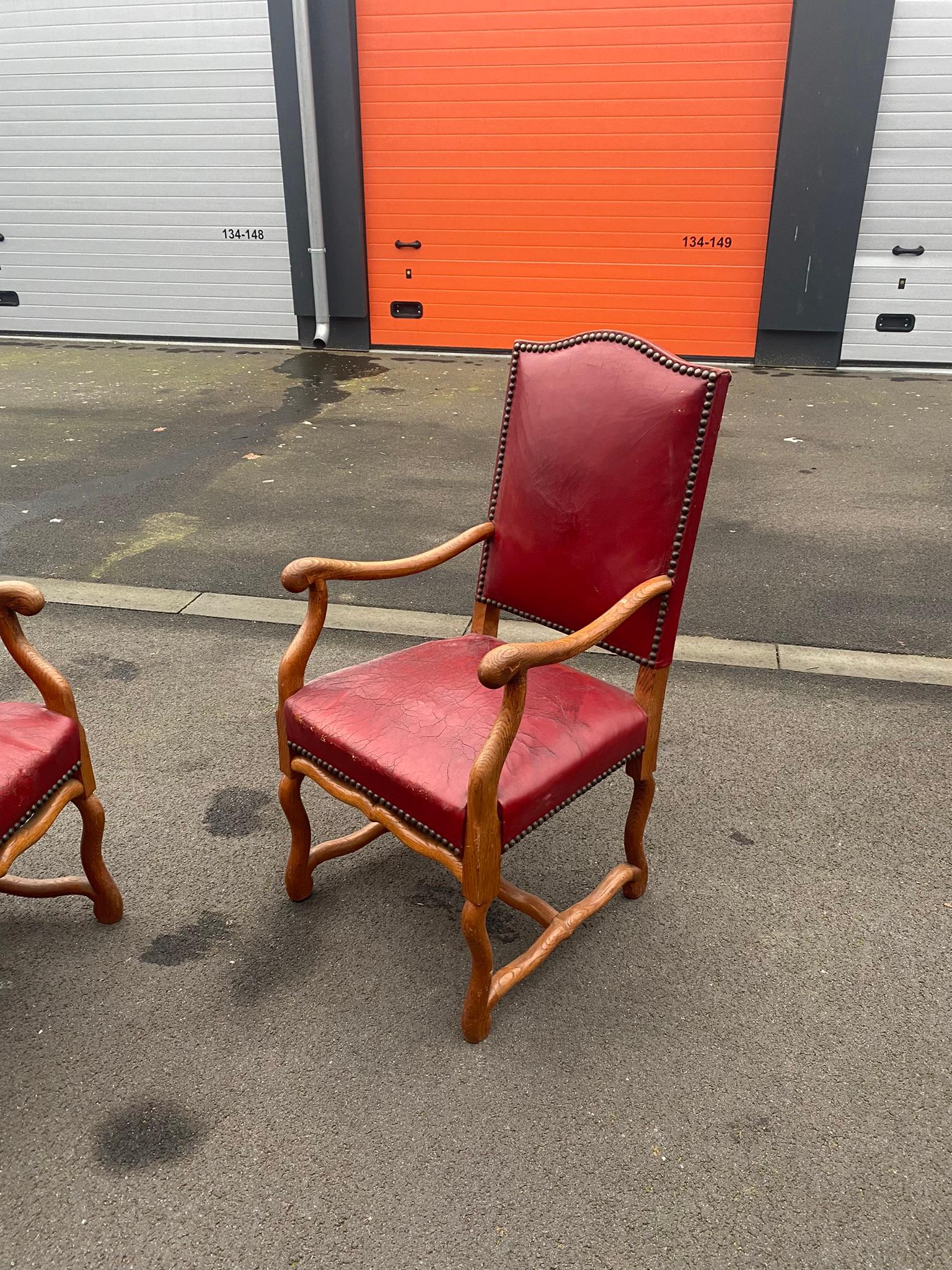 Set of 10 Antique French Louis XIII Style Os de Mouton Dining Side Chairs For Sale 5