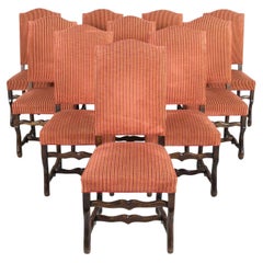 Set von 10 antiken französischen Os de Mouton-Esszimmerstühlen aus Nussbaumholz im Louis-XIII-Stil