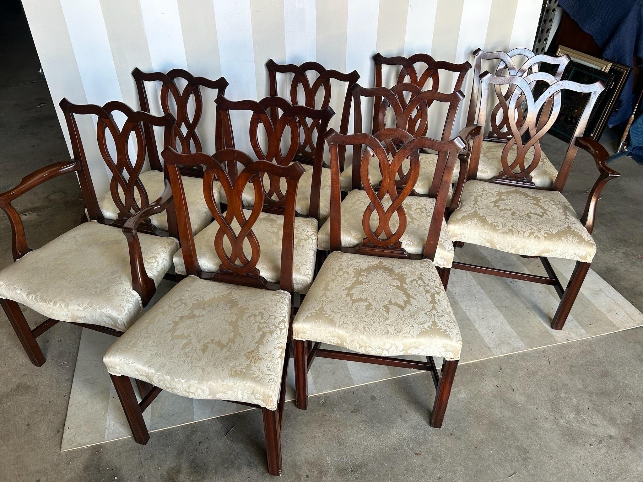 Inglese Set di 10 sedie da pranzo antiche in stile georgiano in mogano in vendita