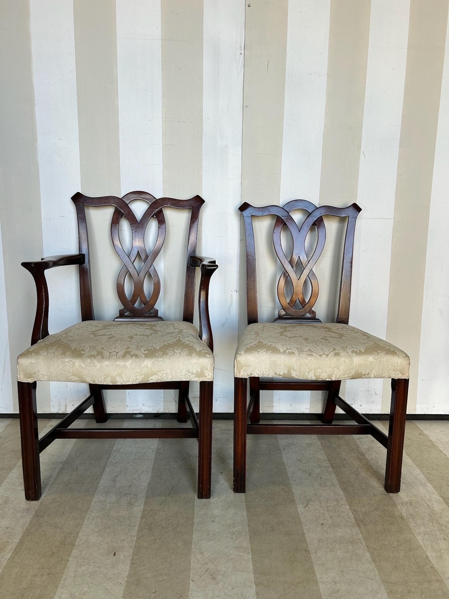 Mogano Set di 10 sedie da pranzo antiche in stile georgiano in mogano in vendita