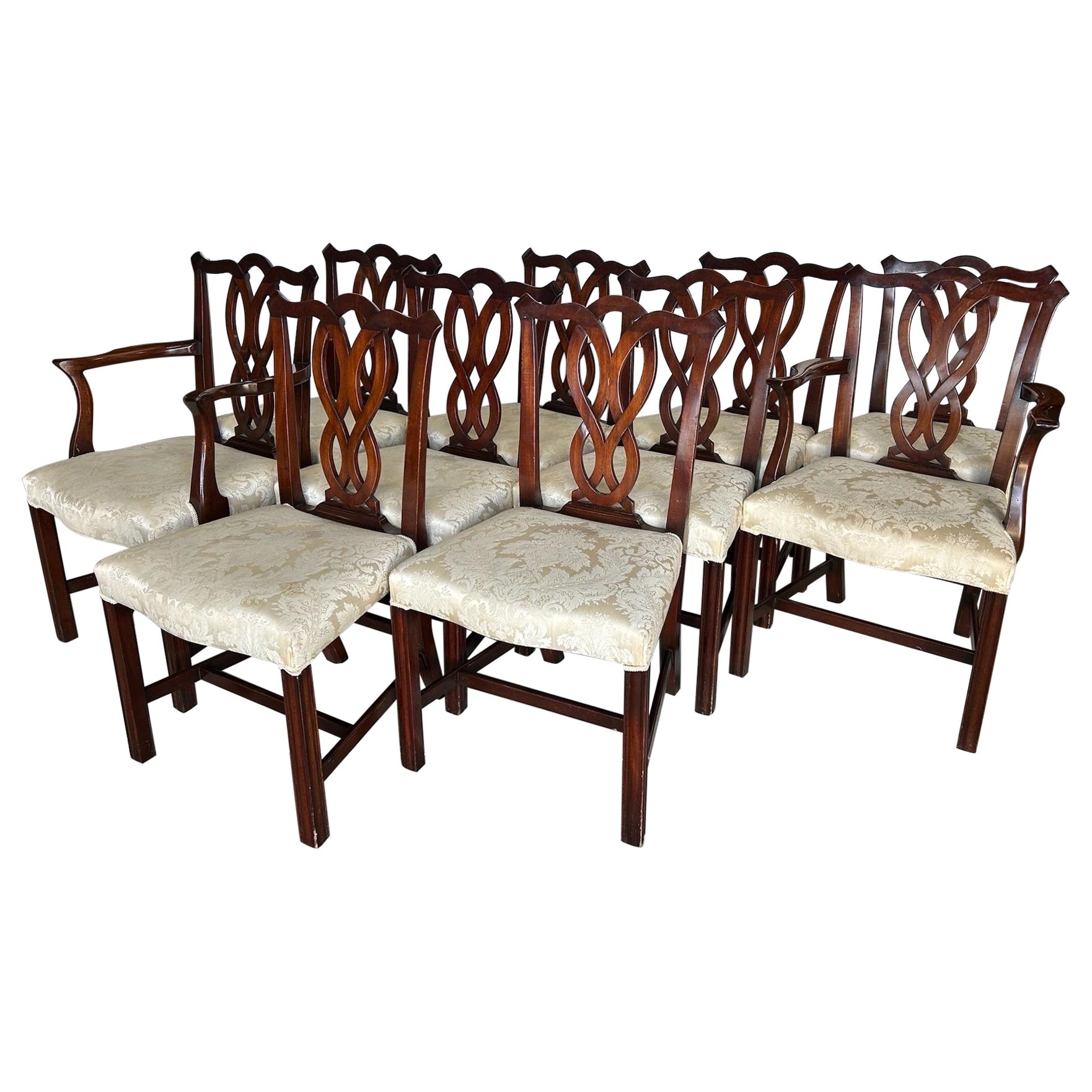 Set di 10 sedie da pranzo antiche in stile georgiano in mogano