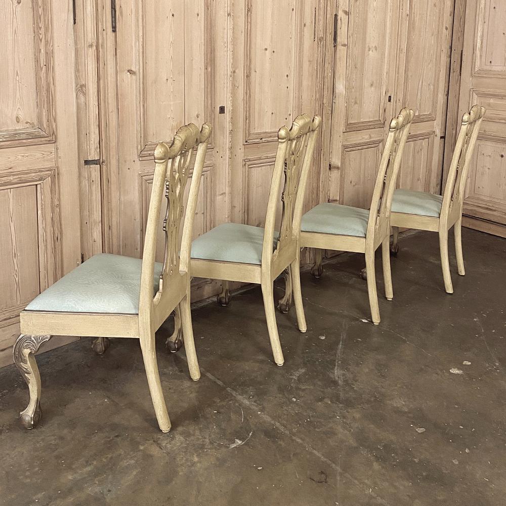 Set of 10 Antique Gilded Chippendale Dining Chairs Includes 2 Armchairs 1