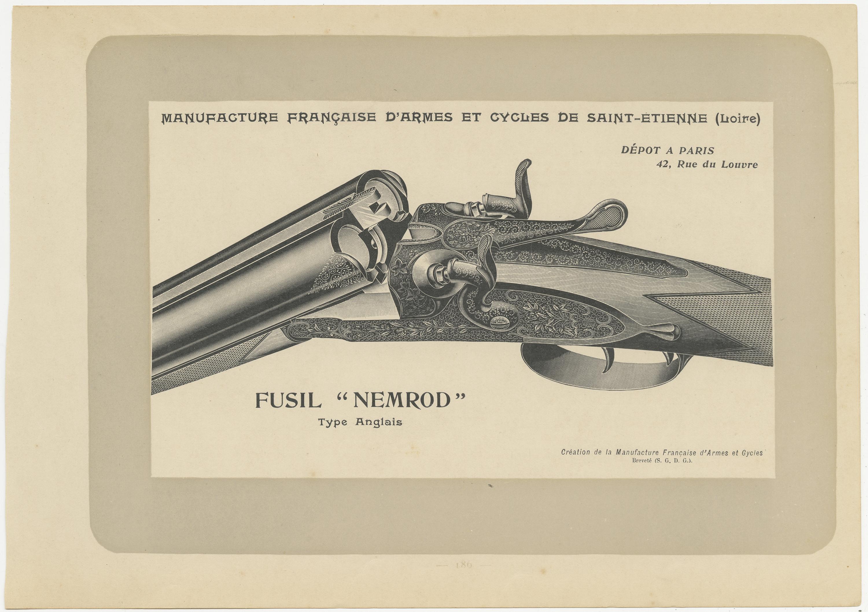 Set of 10 Antique Gun Prints by Mahler '1907' In Good Condition For Sale In Langweer, NL