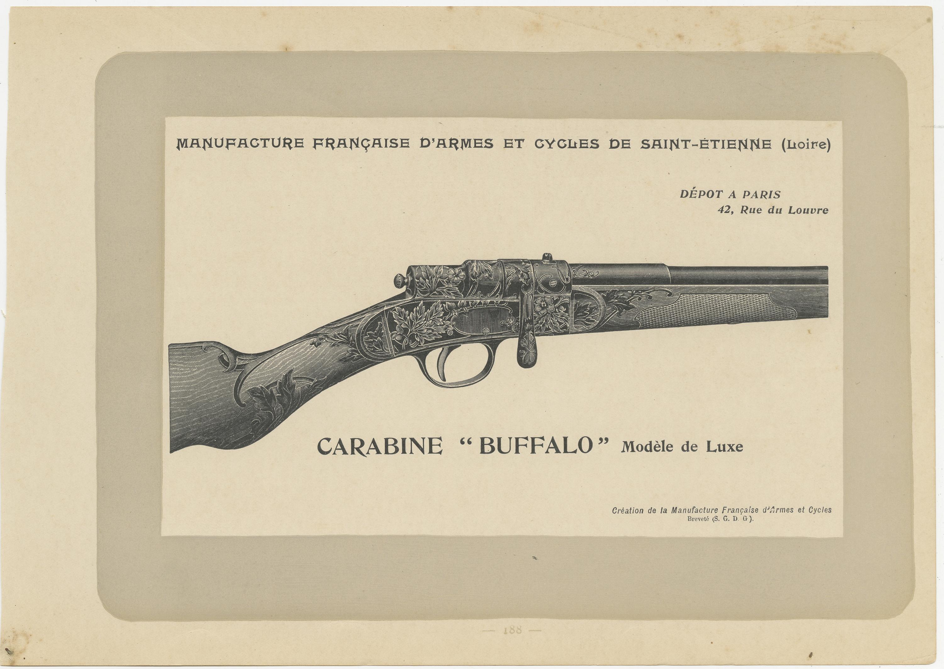 Paper Set of 10 Antique Gun Prints by Mahler '1907' For Sale