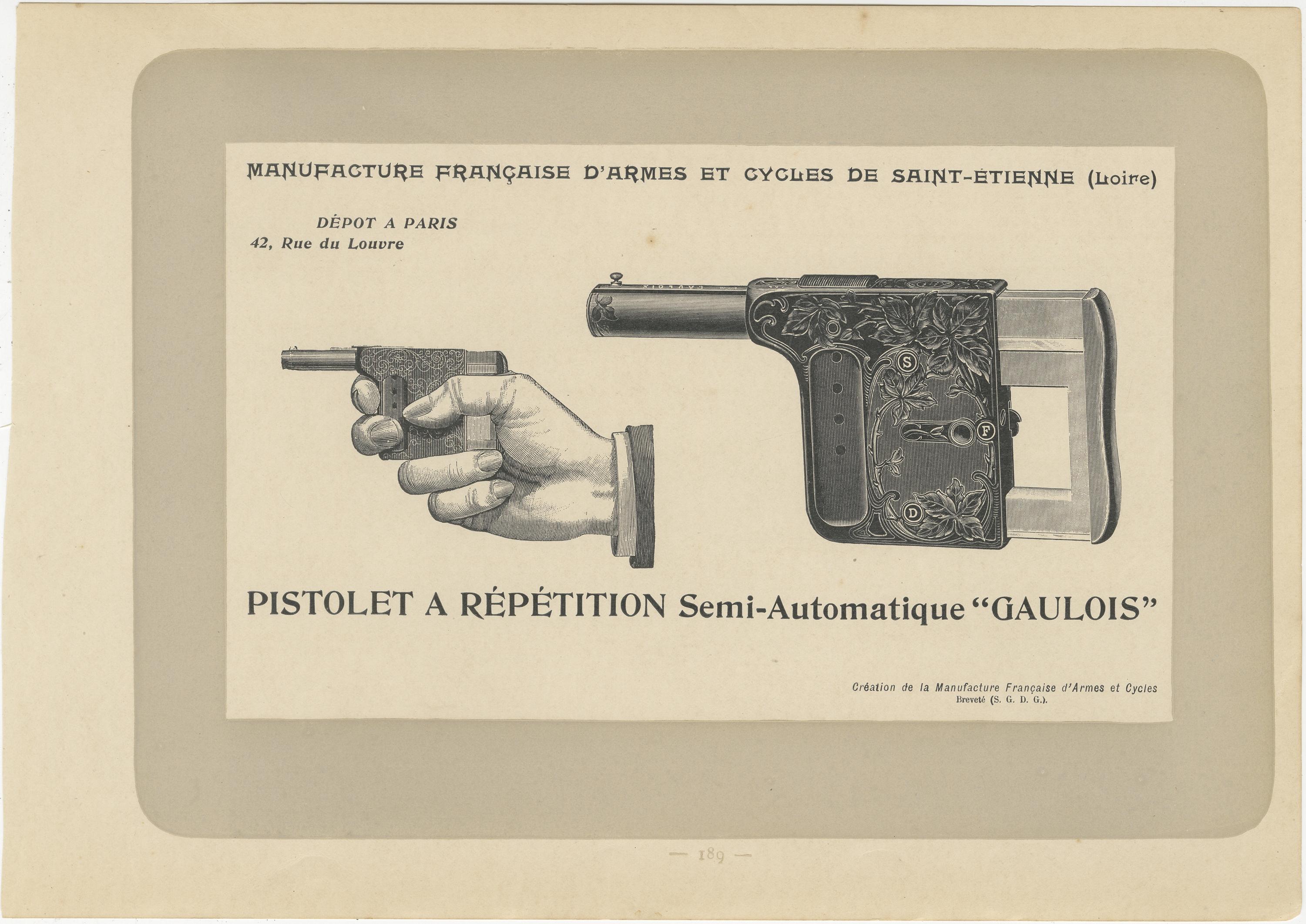 Set of 10 Antique Gun Prints by Mahler '1907' For Sale 1