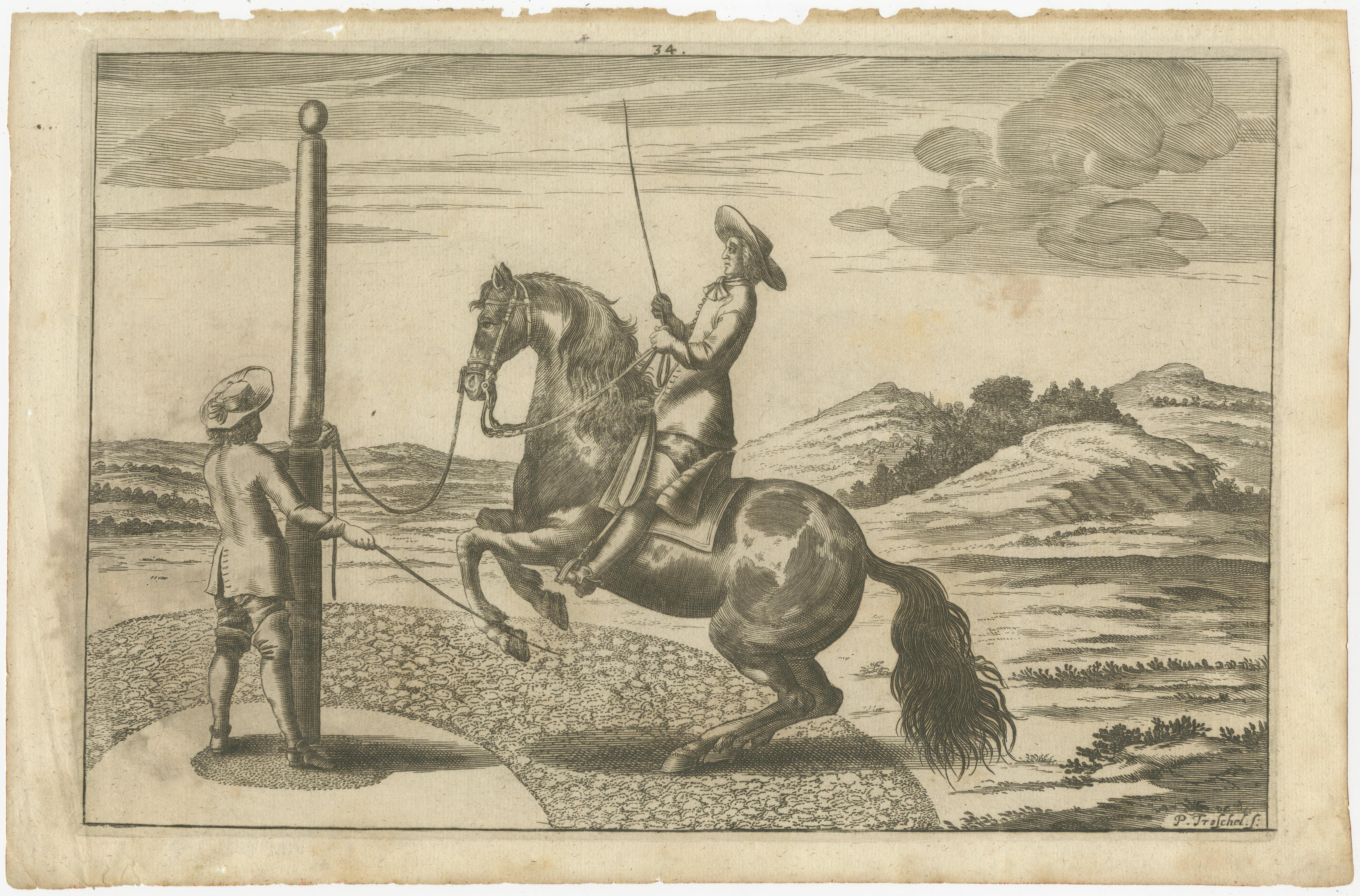 Set of 10 Antique Horse Riding Prints In Fair Condition For Sale In Langweer, NL