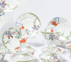 Set of 10 Antique Japanese Meiji Period Chawan Tea Bowls Porcelain Eggshell