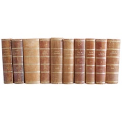 Set of 10 Antique Leather Bound Love Books from Denmark