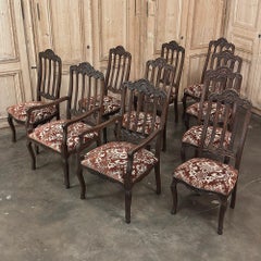 Set of 10 Antique Liegoise Dining Chairs includes 2 Armchairs