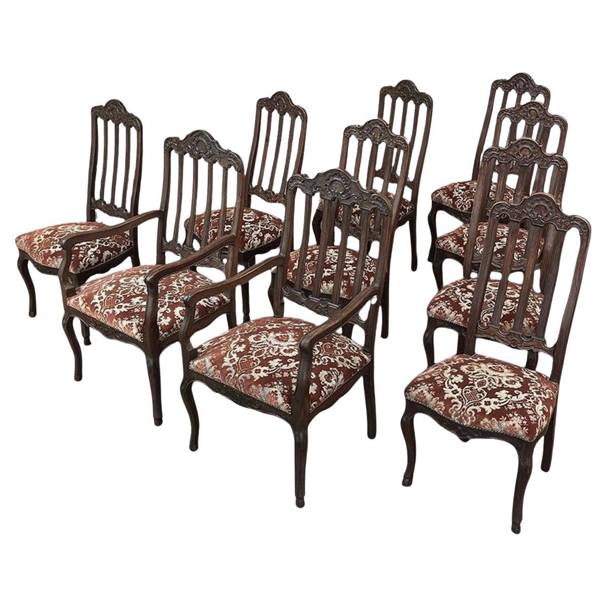 Set di 10 sedie da pranzo antiche Liegoise con 2 poltrone