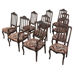 Set of 10 Antique Liegoise Dining Chairs includes 2 Armchairs