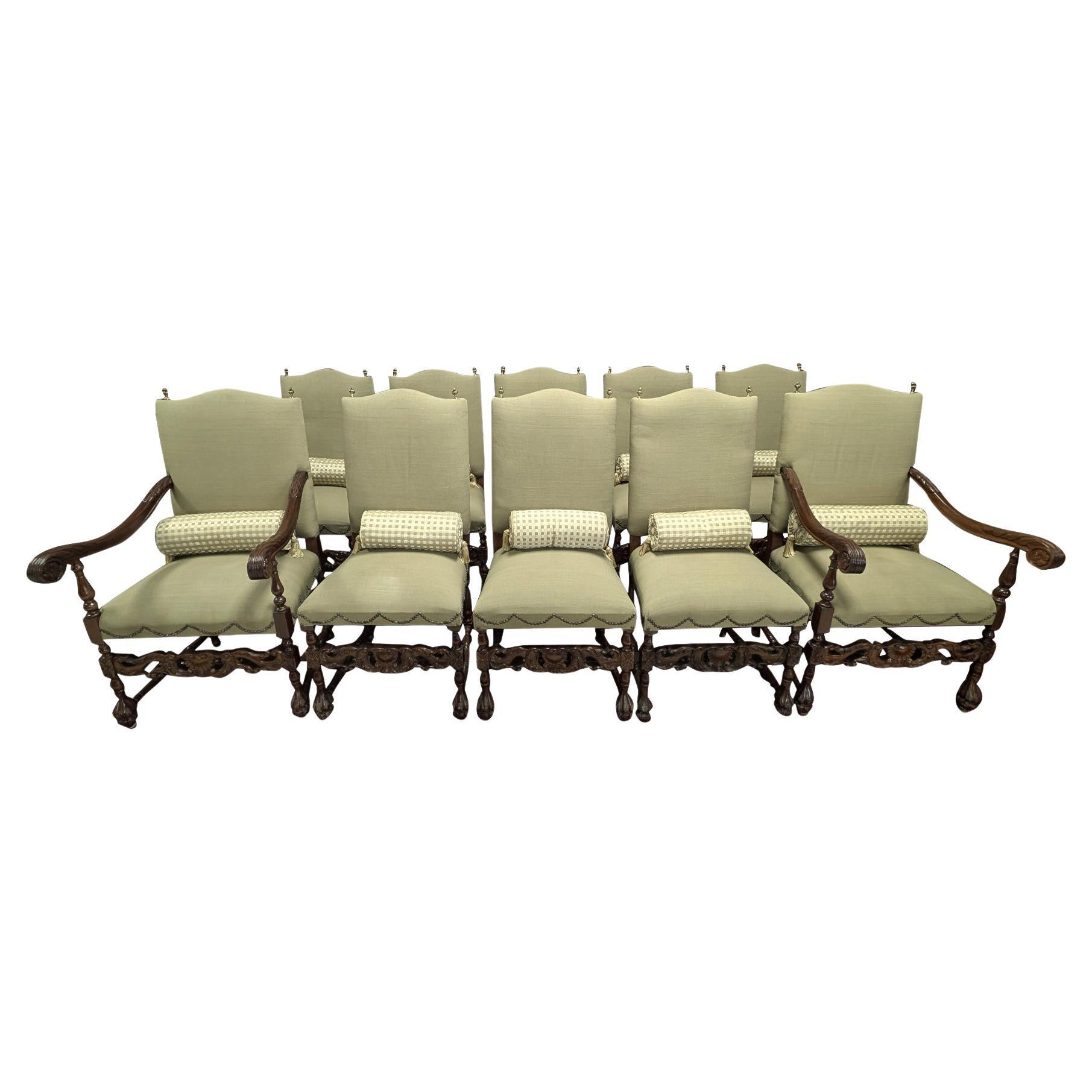 Set of 10 Antique Louis XIV Dining Chairs For Sale at 1stDibs