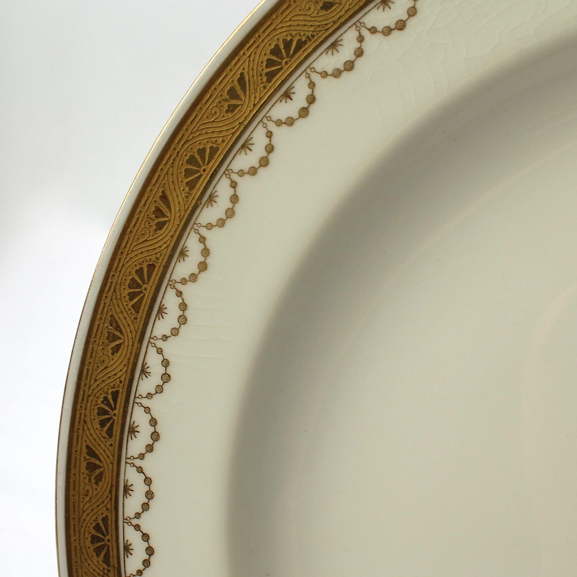 Set of 10 Antique Mintons Porcelain Gilt Bordered and Monogramed Dinner Plates 3