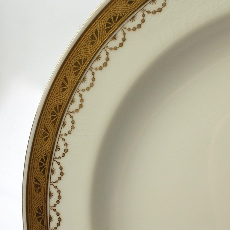 Set of 10 Antique Mintons Porcelain Gilt Bordered and Monogramed Dinner Plates For Sale 5