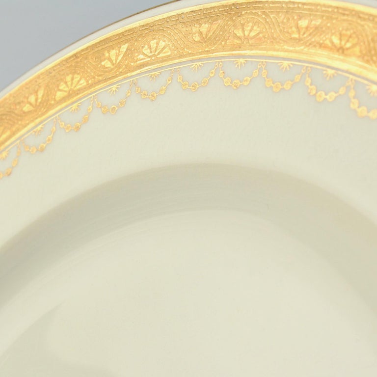 Set of 10 Antique Mintons Porcelain Gilt Bordered and Monogramed Dinner Plates For Sale 7