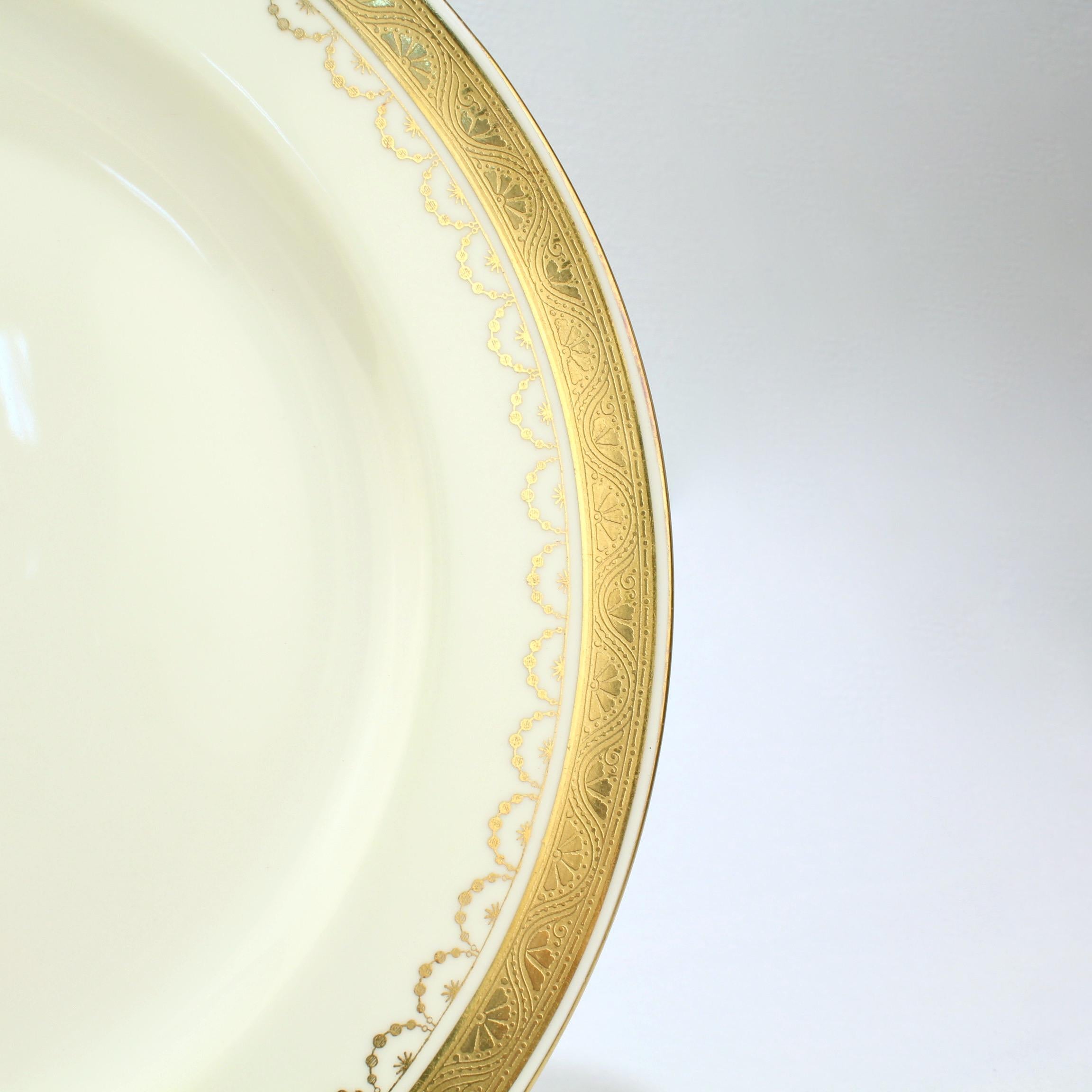 Set of 10 Antique Mintons Porcelain Gilt Bordered and Monogramed Dinner Plates In Good Condition In Philadelphia, PA