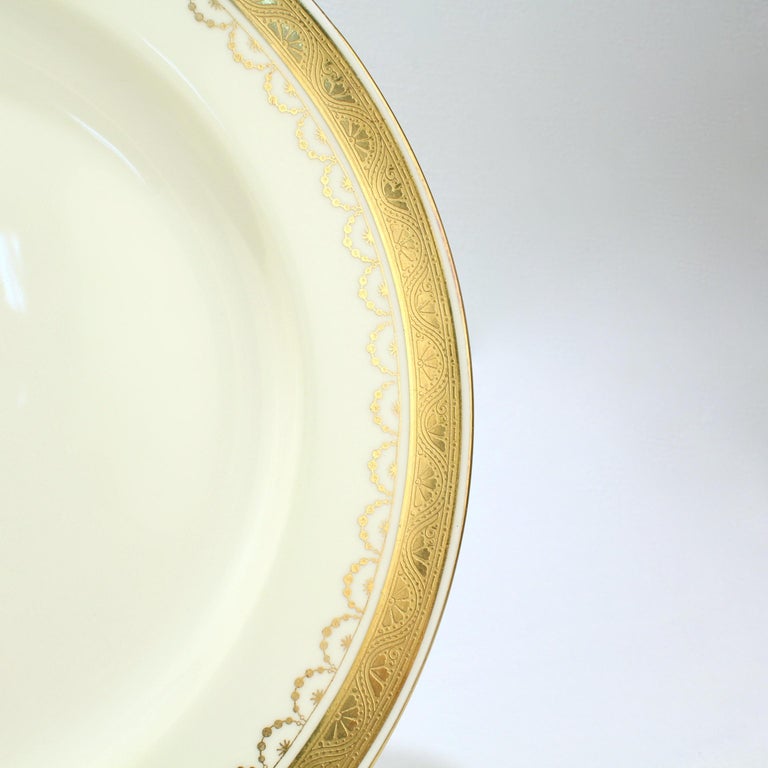 Set of 10 Antique Mintons Porcelain Gilt Bordered and Monogramed Dinner Plates For Sale 1