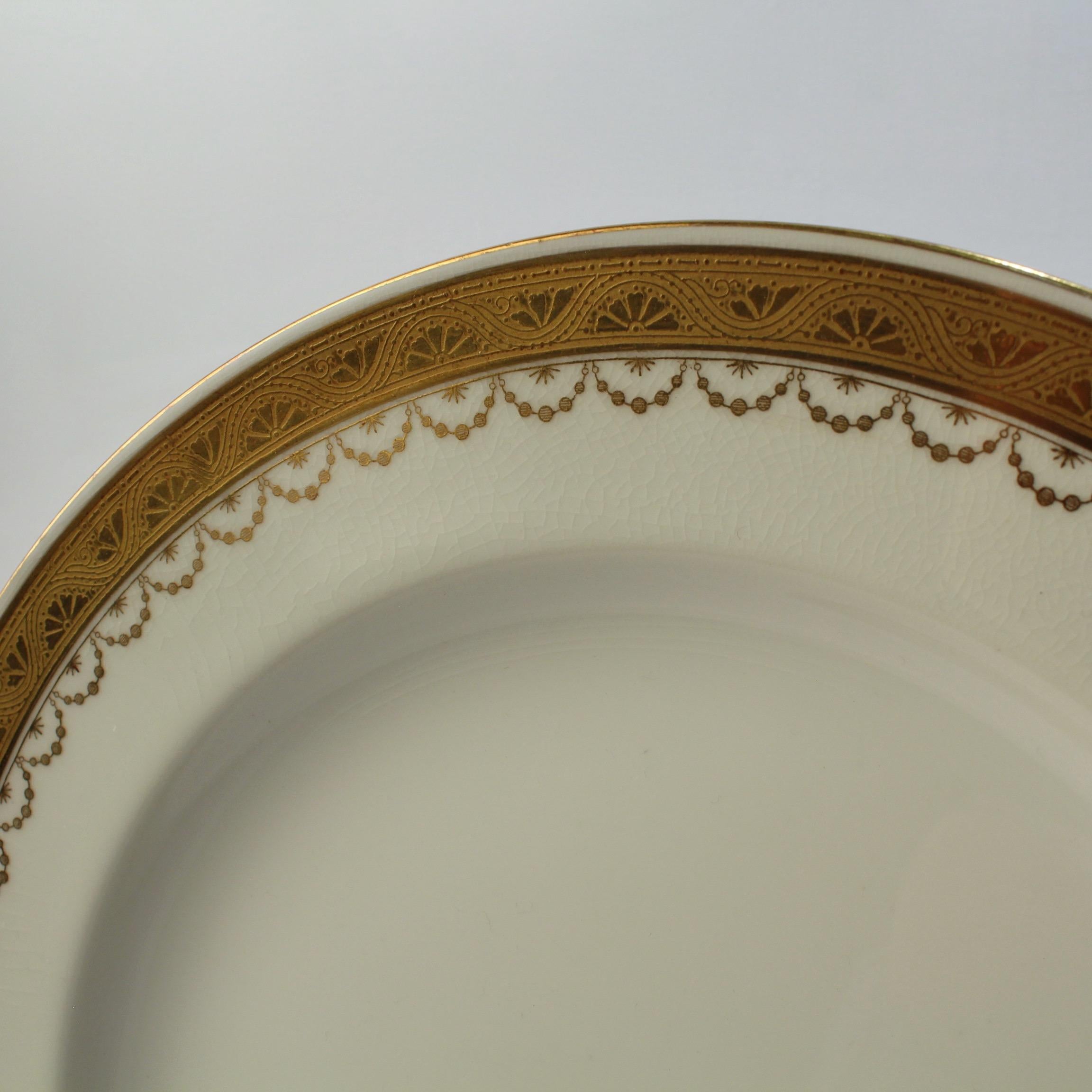 Set of 10 Antique Mintons Porcelain Gilt Bordered and Monogramed Dinner Plates 1
