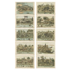 Set of 10 Antique Prints Depicing the Various People & Animals Around the World