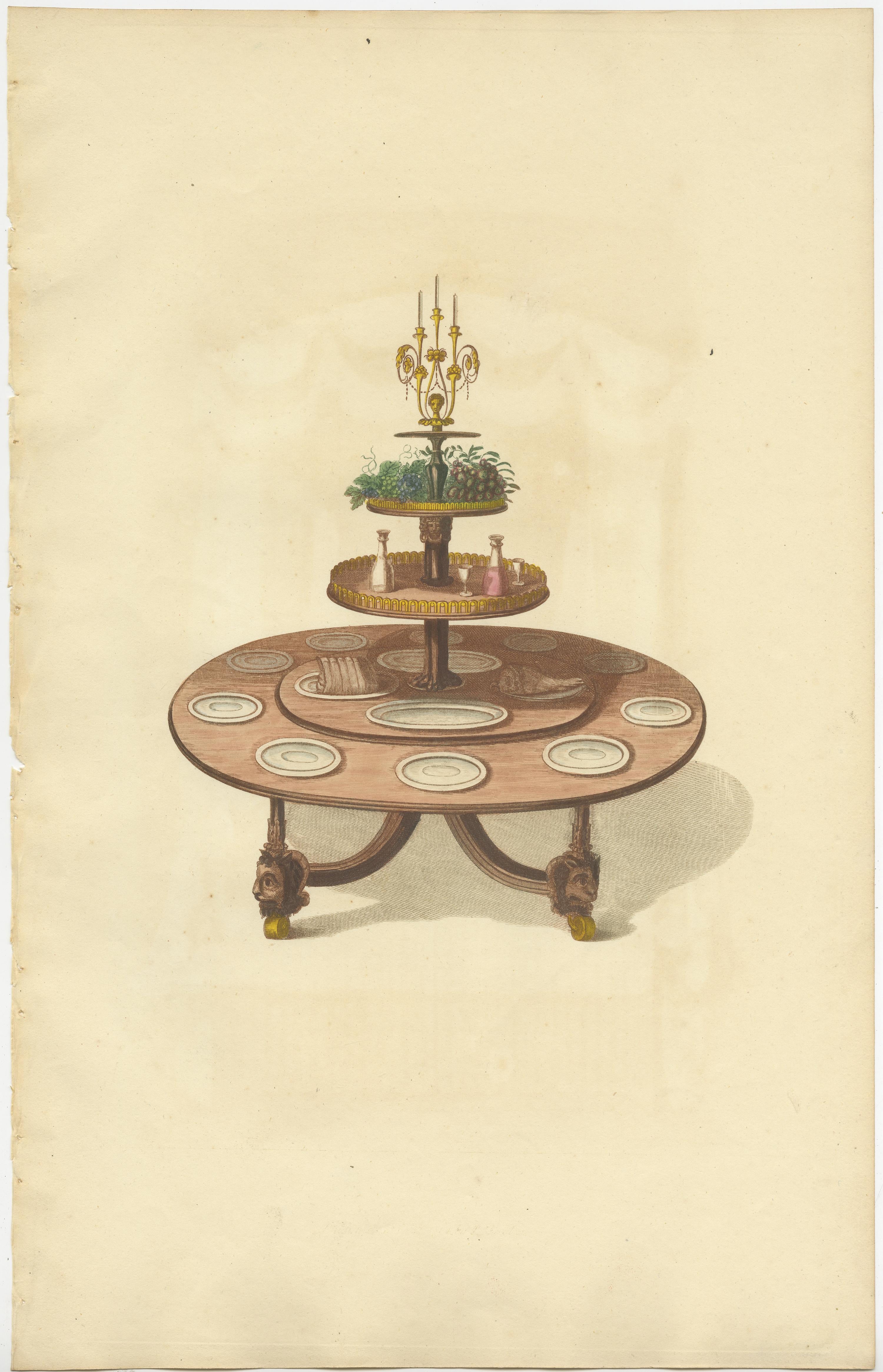 Set of 10 Antique Prints of Cabinets and Other Furniture by Sheraton '1805' In Good Condition For Sale In Langweer, NL