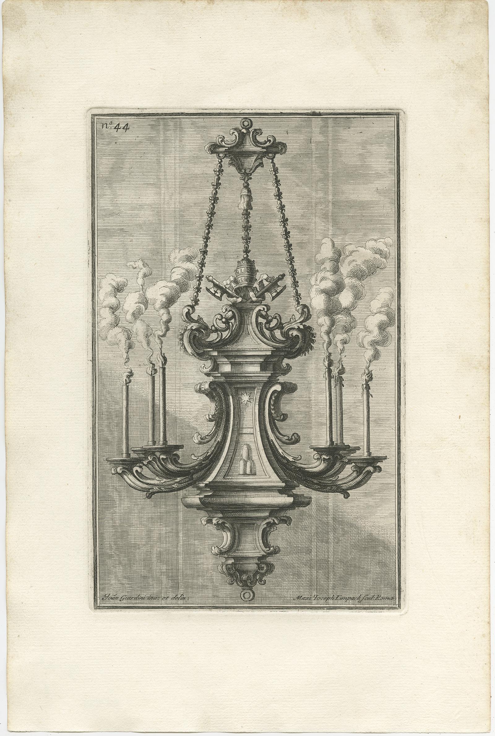 Set of 10 Antique Prints of Designs of Chandeliers, Ornaments and Decorations 2