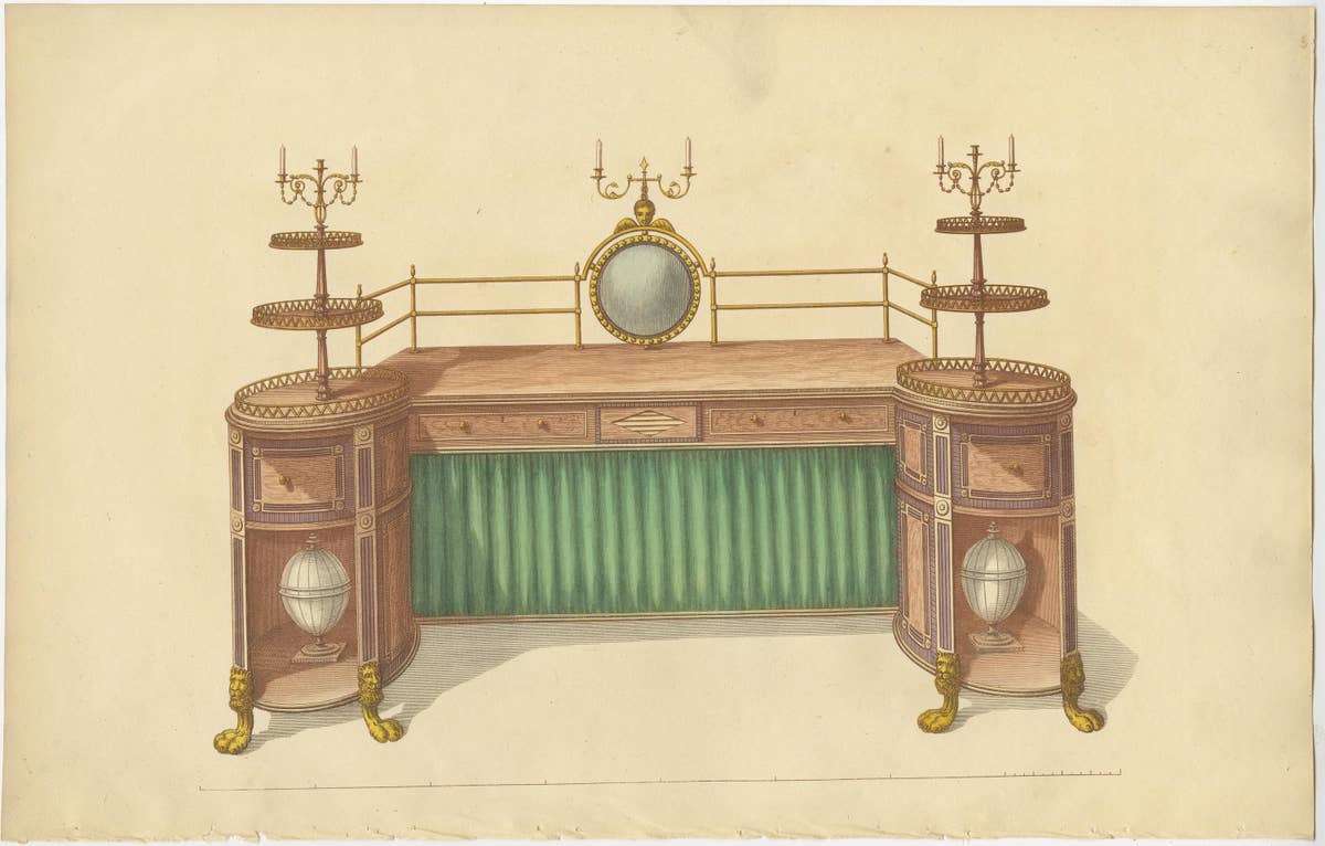 Set of 10 Antique Prints of Various Furniture by Sheraton '1805'