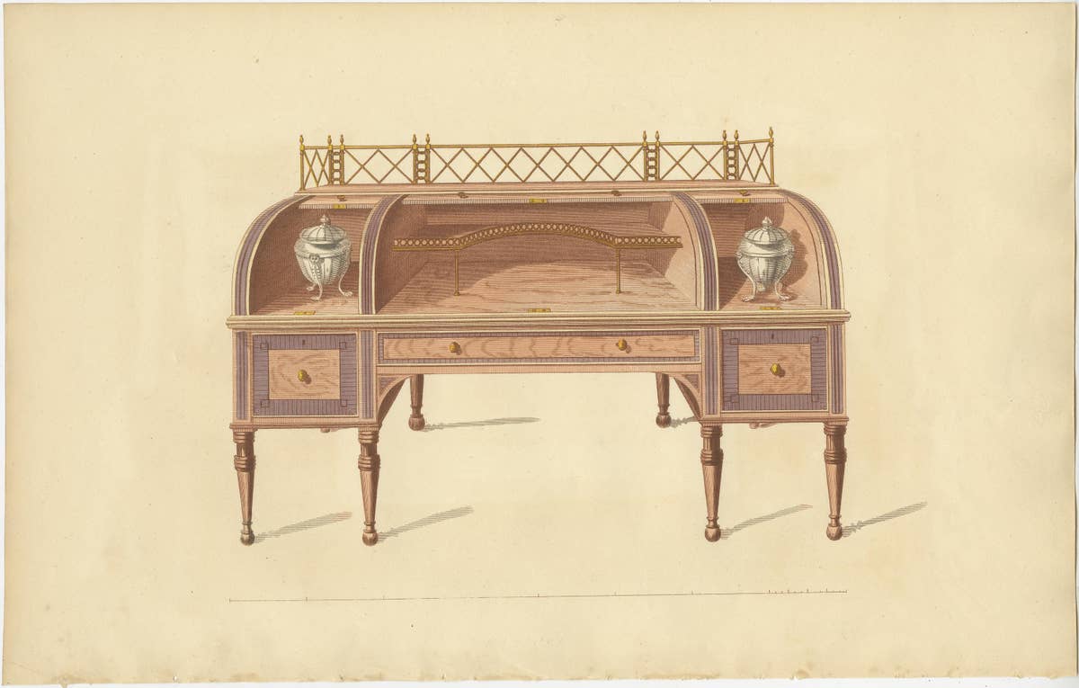 Set of 10 Antique Prints of Various Furniture by Sheraton '1805'
