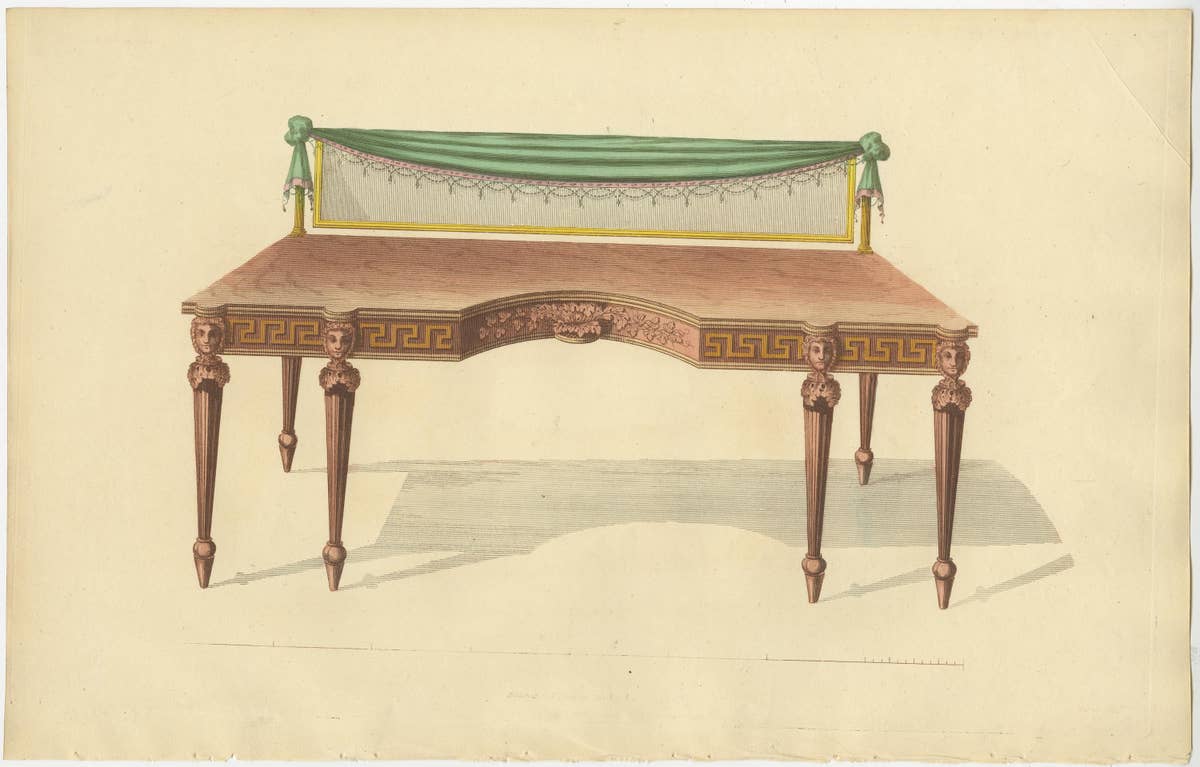 Set of 10 Antique Prints of Various Furniture by Sheraton '1805'