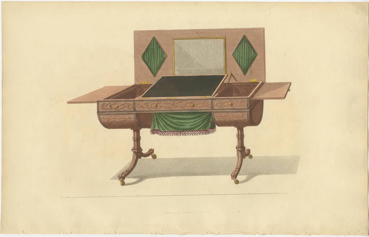Set of 10 Antique Prints of Various Furniture by Sheraton '1805'
