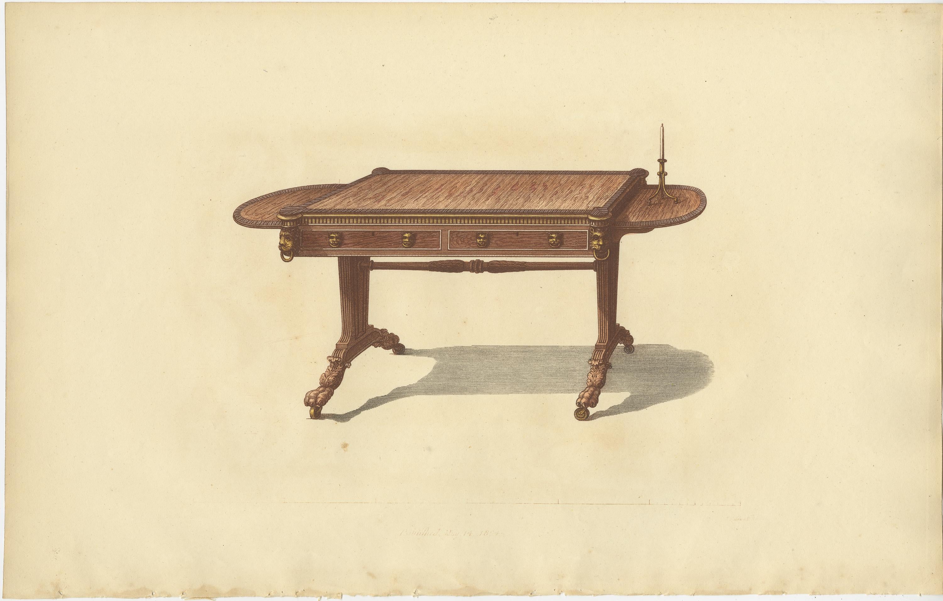 Set von 10 antiken Drucken verschiedener Möbel von Sheraton '1805' im Angebot 2