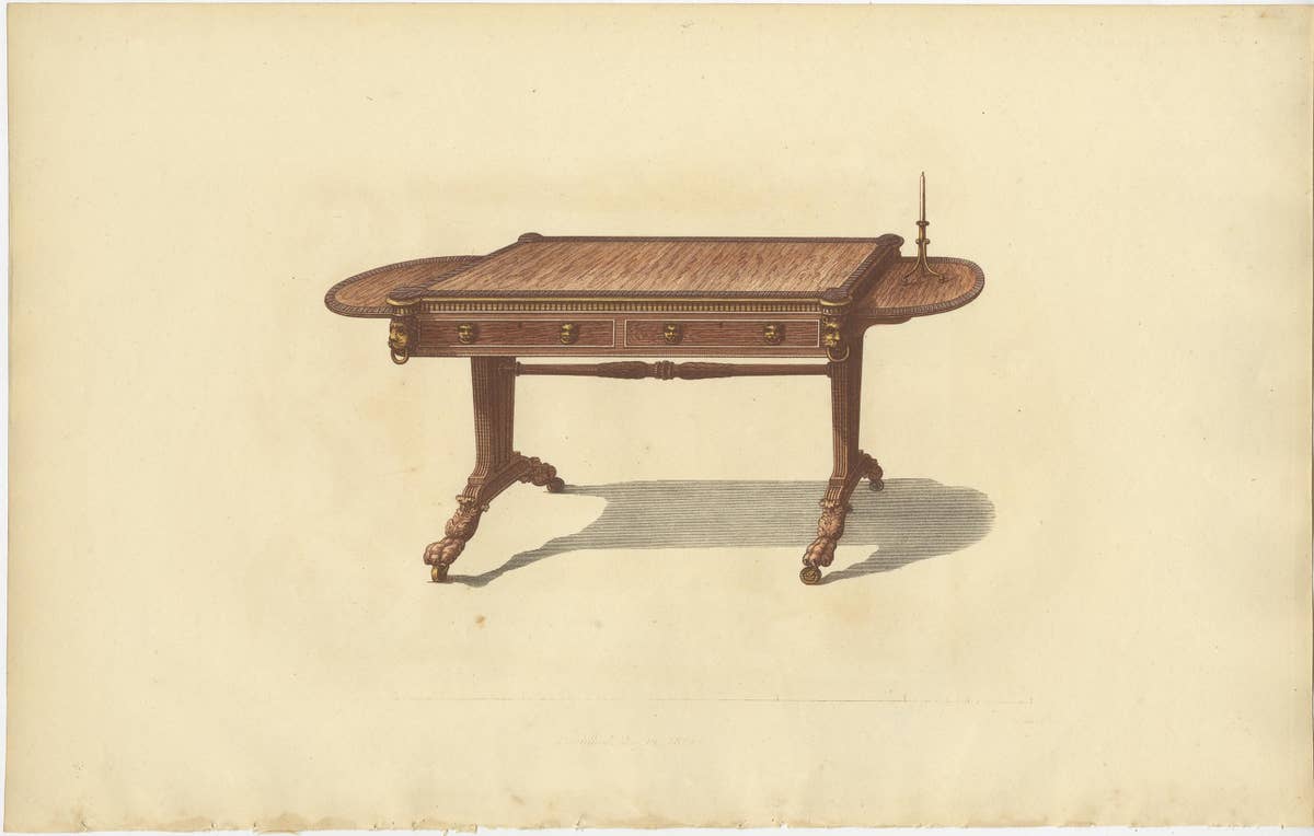 Set of 10 Antique Prints of Various Furniture by Sheraton '1805'
