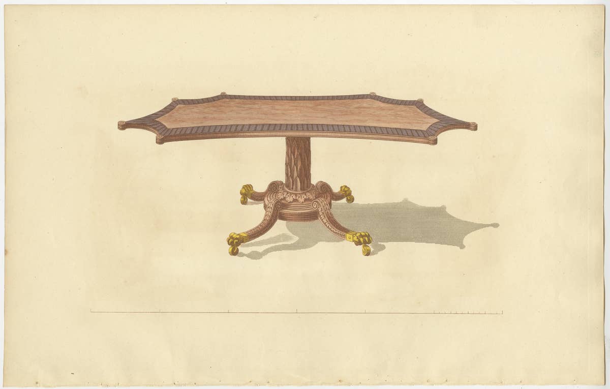 Set of 10 Antique Prints of Various Furniture by Sheraton '1805'