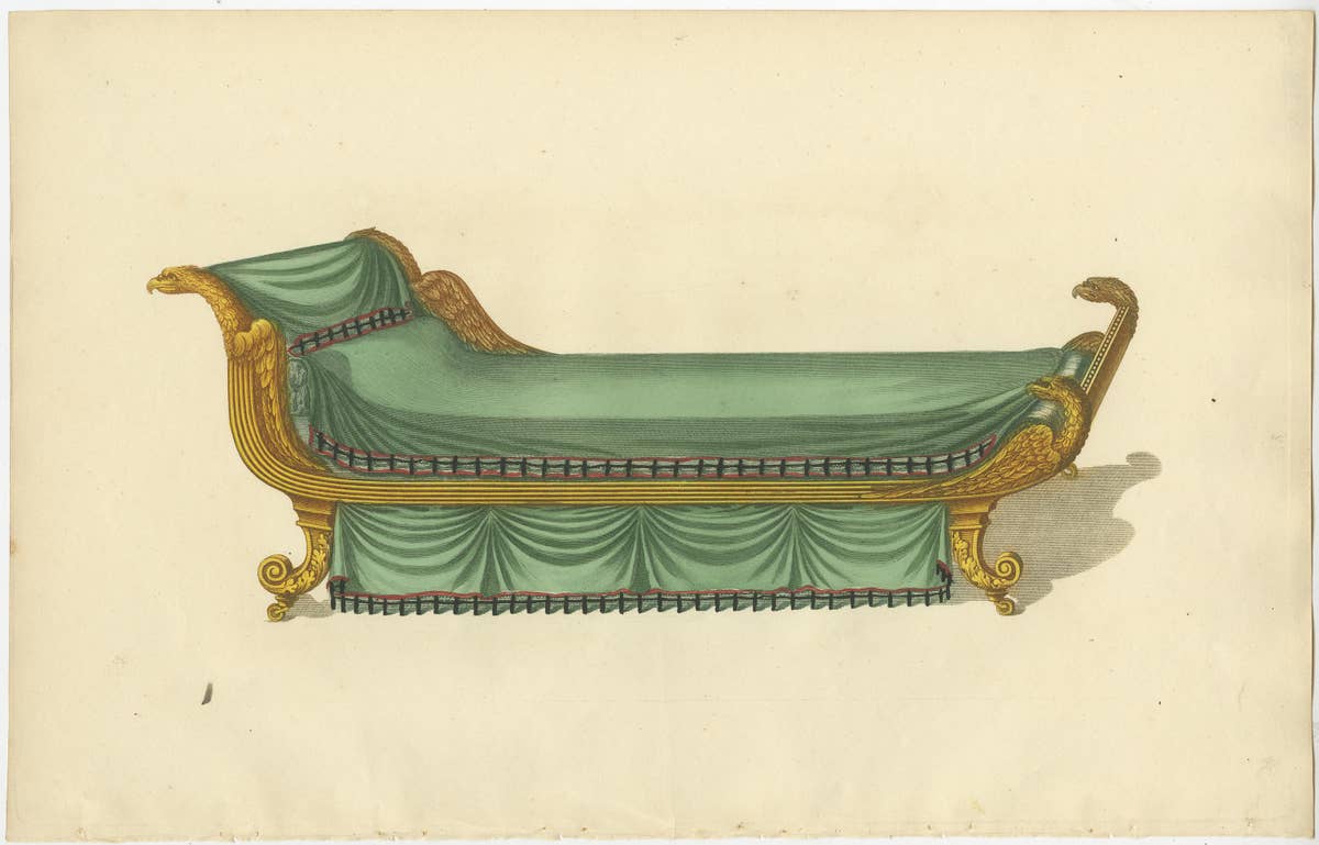 Set of 10 Antique Prints of Various Furniture by Sheraton '1805'