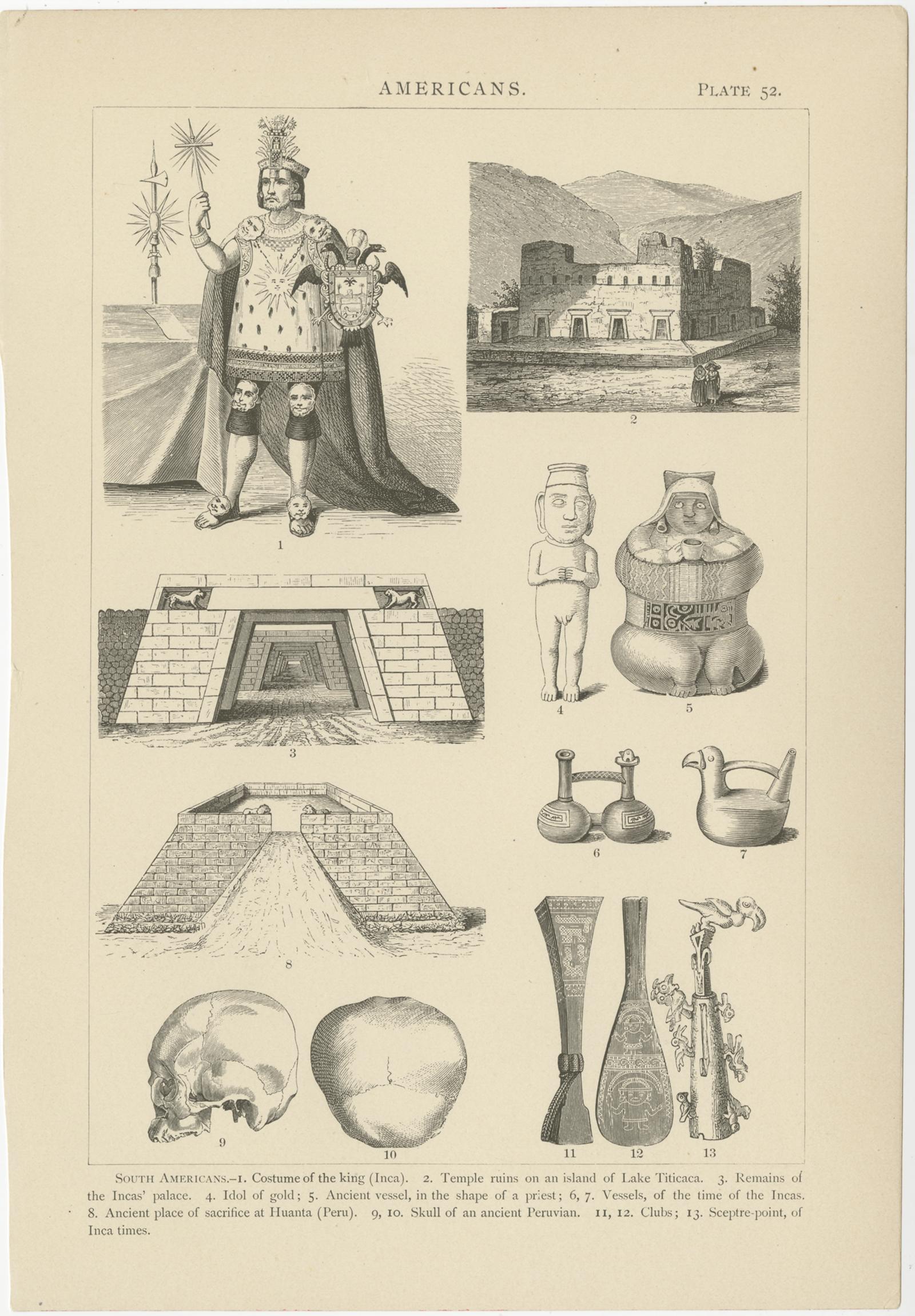 Set of 10 Antique Prints of Various Scenes, Figures and Objects of South America In Good Condition For Sale In Langweer, NL