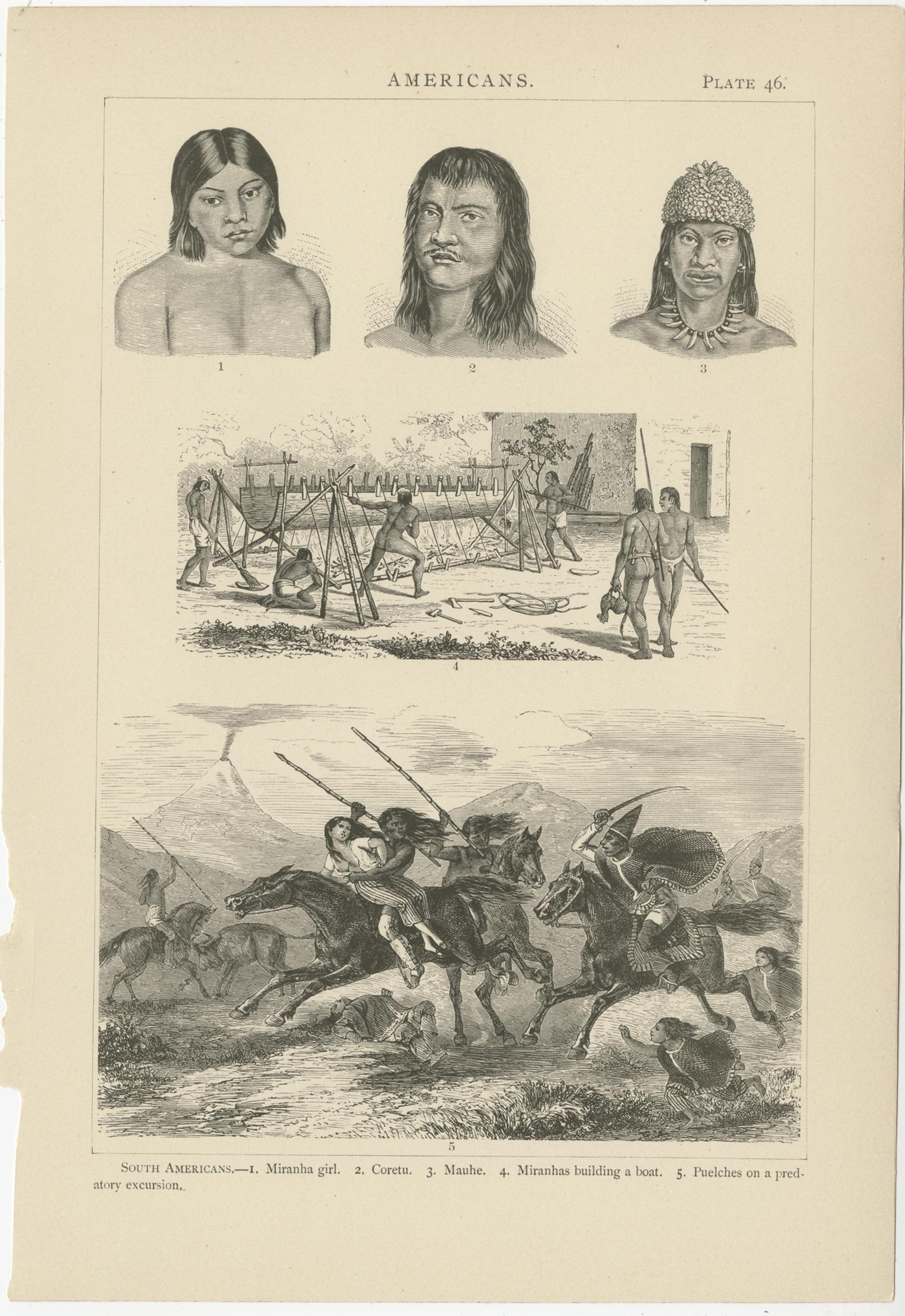 Paper Set of 10 Antique Prints of Various Scenes, Figures and Objects of South America For Sale