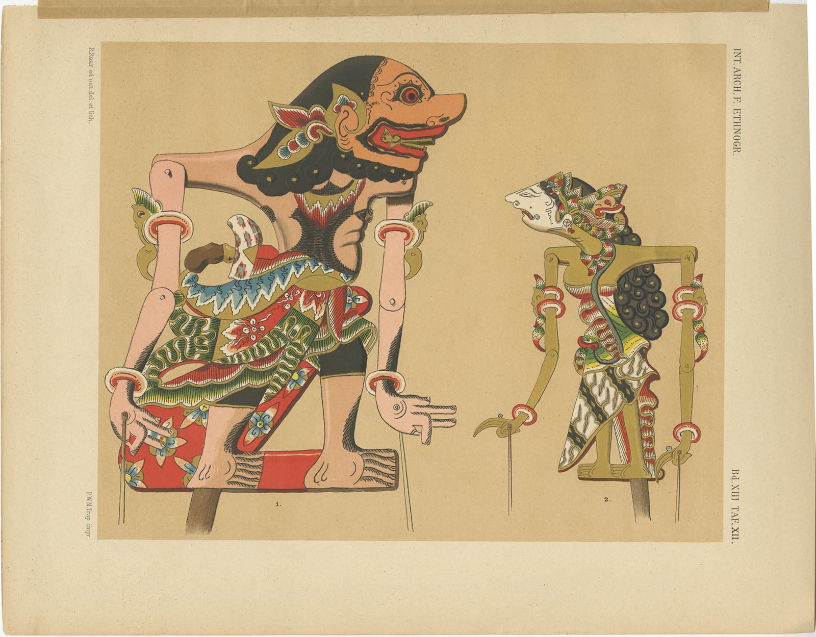 Set of 10 Antique Prints of Wayang Puppets by Juynboll, 1900 For Sale 6