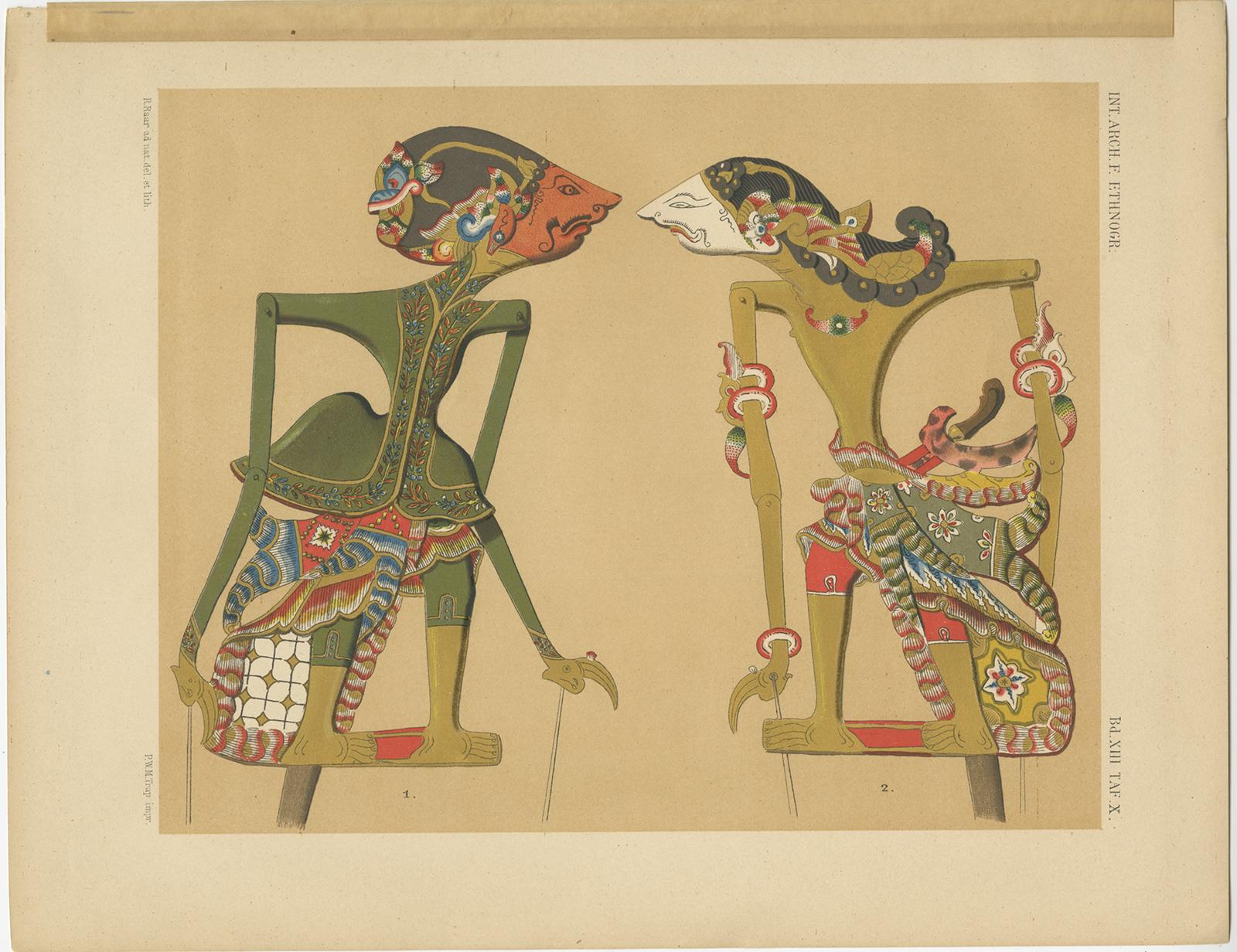 Set of 10 Antique Prints of Wayang Puppets by Juynboll, 1900 For Sale 4