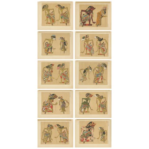 Set of 10 Antique Prints of Wayang Puppets by Juynboll, 1900