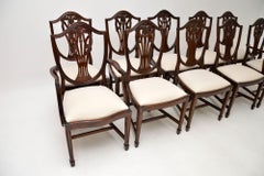 Set of 10 Antique Shield Back Dining Chairs