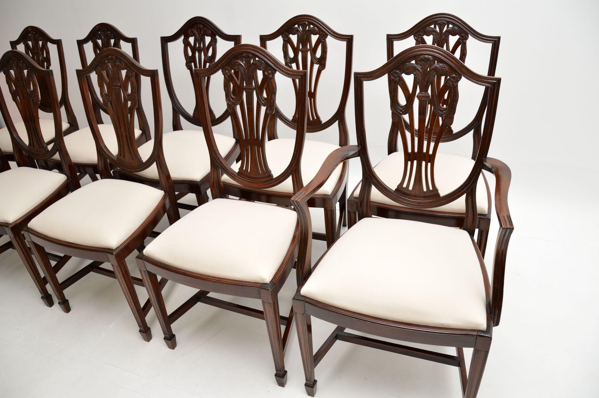Set of 10 Antique Shield Back Dining Chairs For Sale at 1stDibs