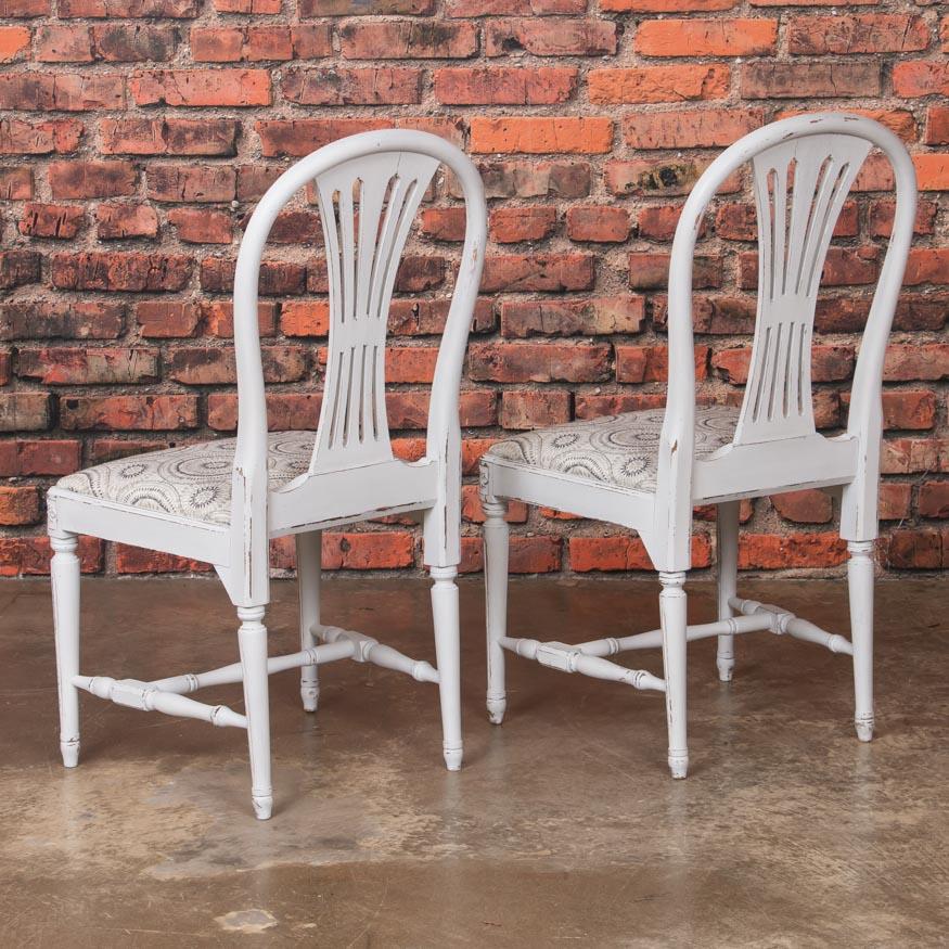20th Century Set of 10 Antique Swedish Gustavian Gray Painted Dining Chairs