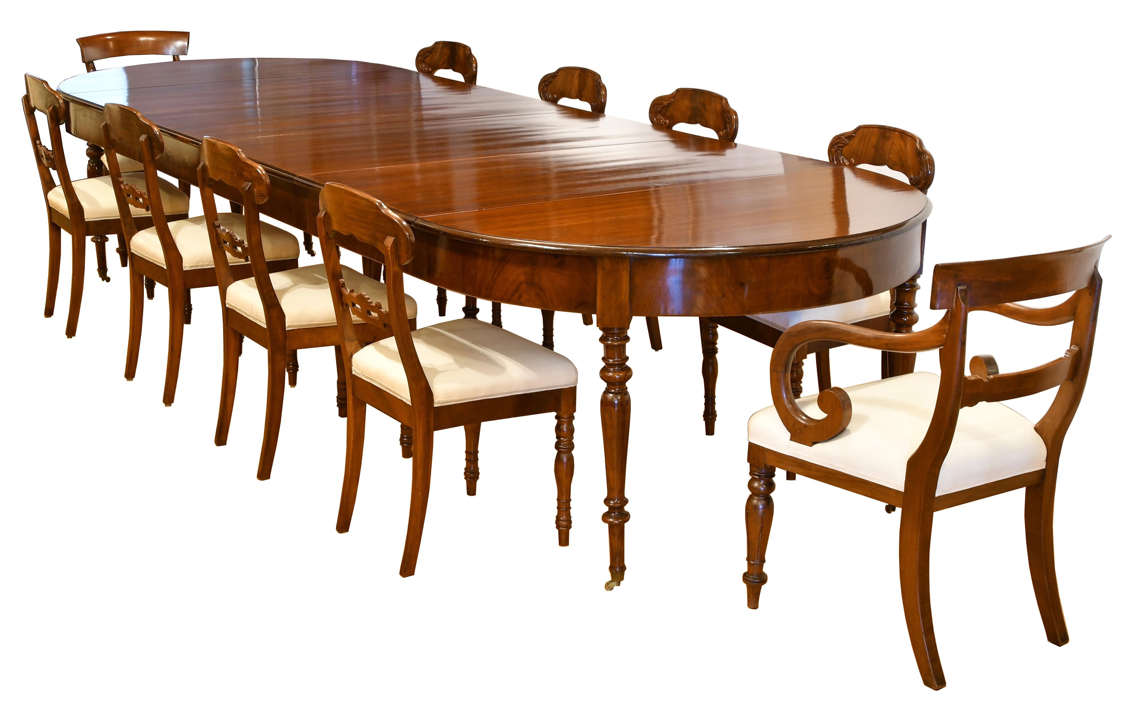 Set of 10 Antique Swedish Karl Johan Dining Chairs in Mahogany w/ Upholsterery For Sale 4