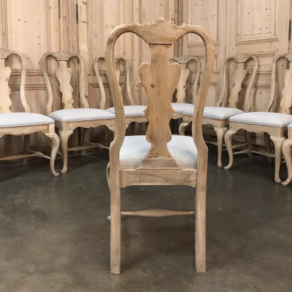 Set of 10 Antique Swedish Stripped Dining Chairs 4