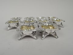 Set of 10 Antique Tiffany Chrysanthemum Sterling Silver Open Salts