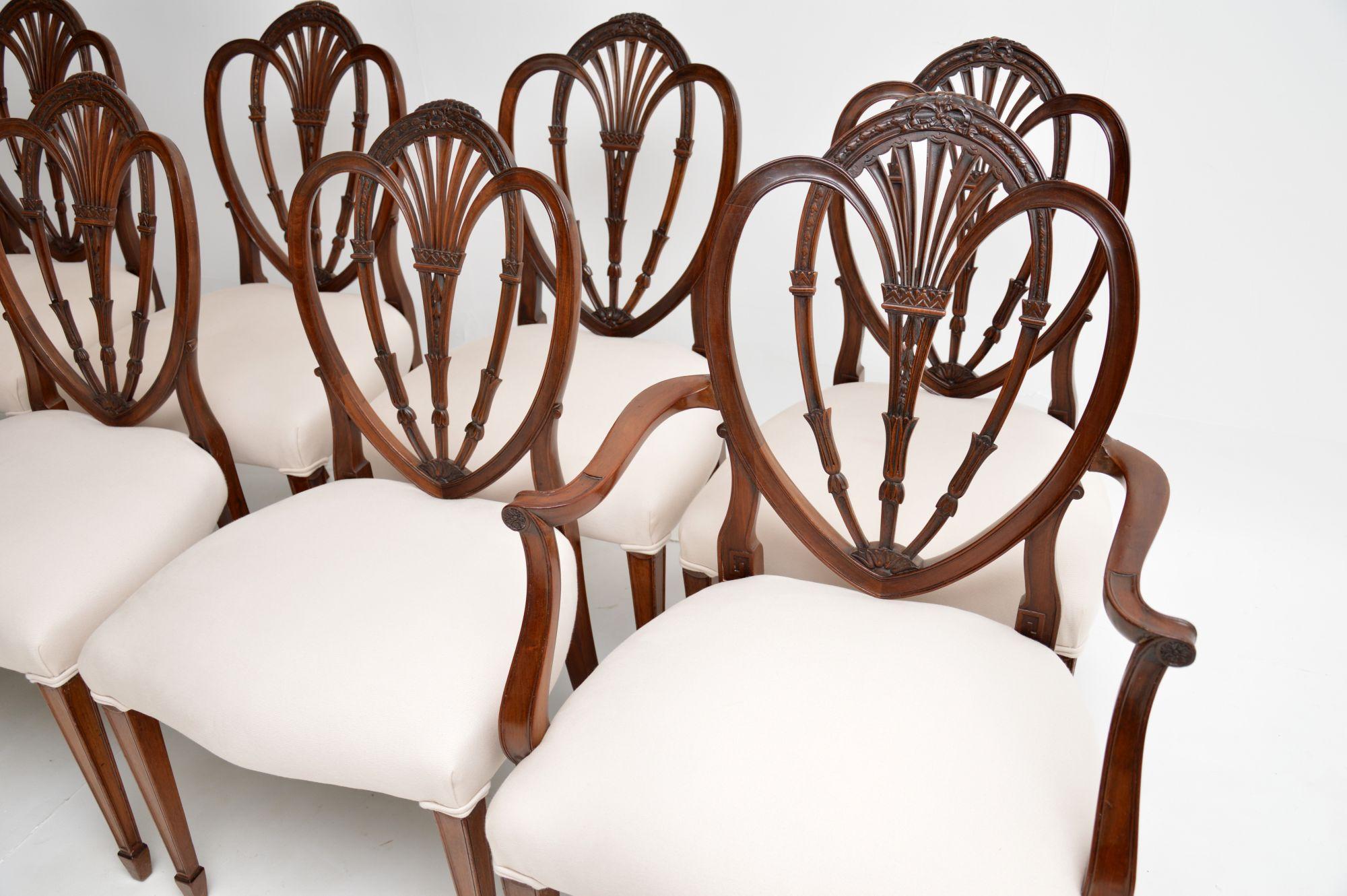 Set of 10 Antique Victorian Hepplewhite Dining Chairs 9