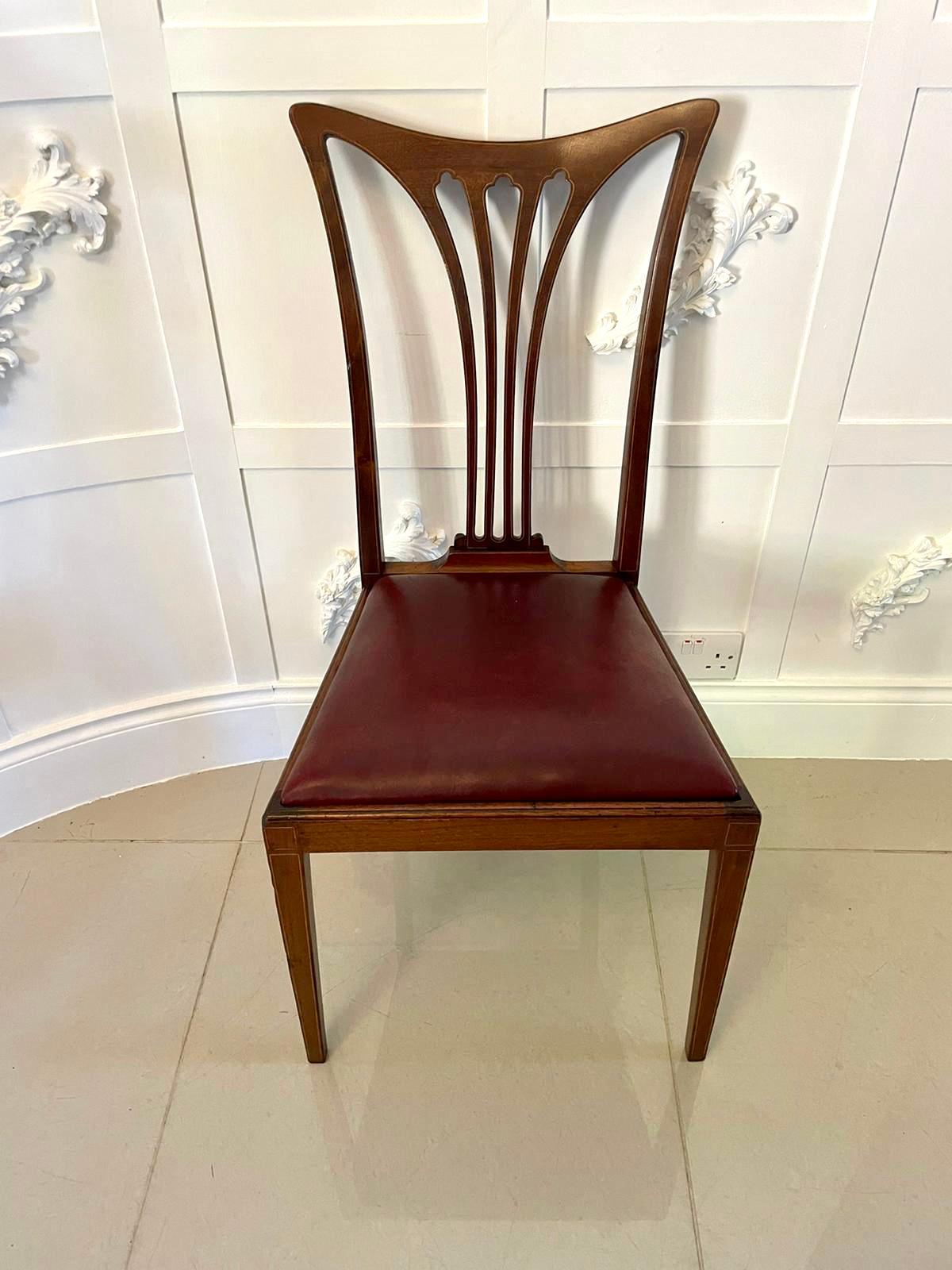 Set of 10 Antique Victorian Quality Mahogany Inlaid Dining Chairs 4