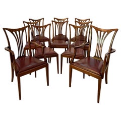 Set of 10 Antique Victorian Quality Mahogany Inlaid Dining Chairs