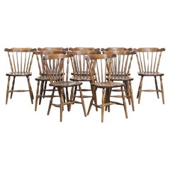 Set of 10 antique wooden spindle chairs
