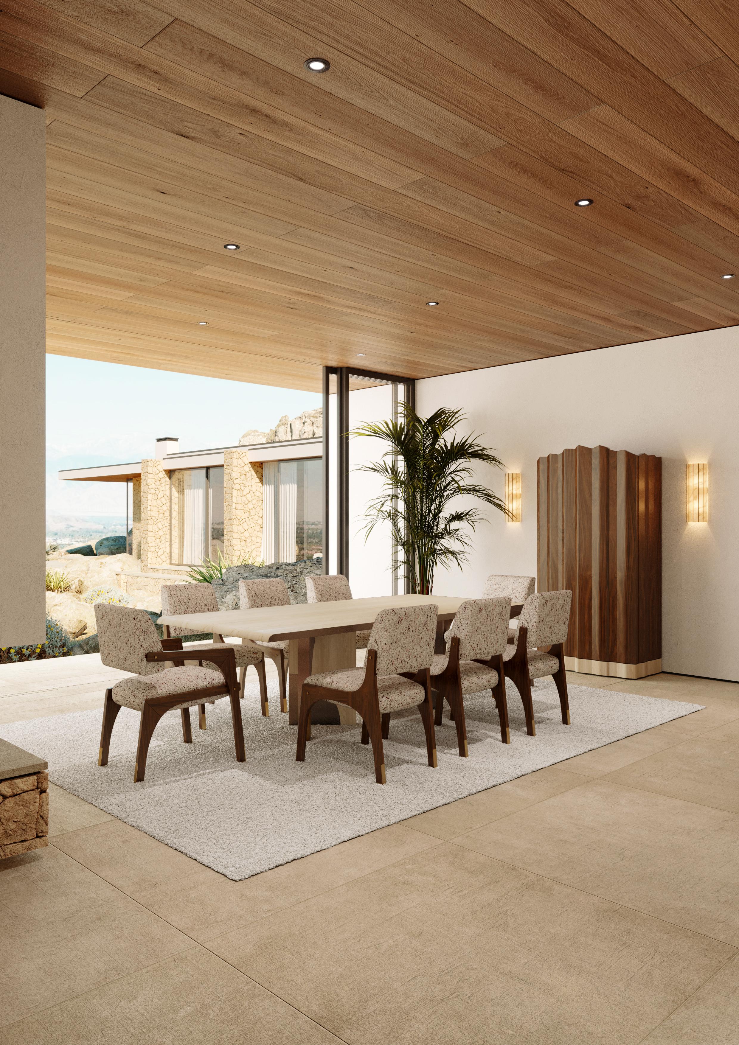 Set of 10 Arches Dining Chair Walnut & Tan, InsidherLand by Joana Santos Barbosa For Sale 2